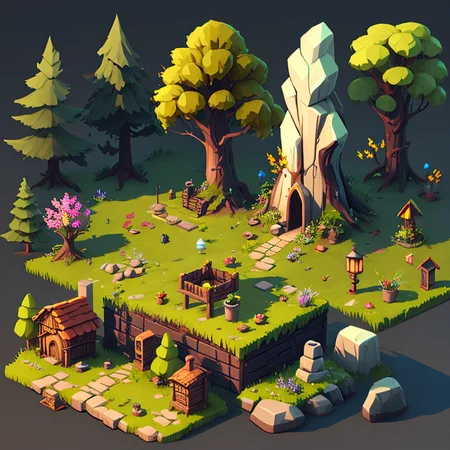 <lora:2dsprite:0.6> 2dsprite assets forest