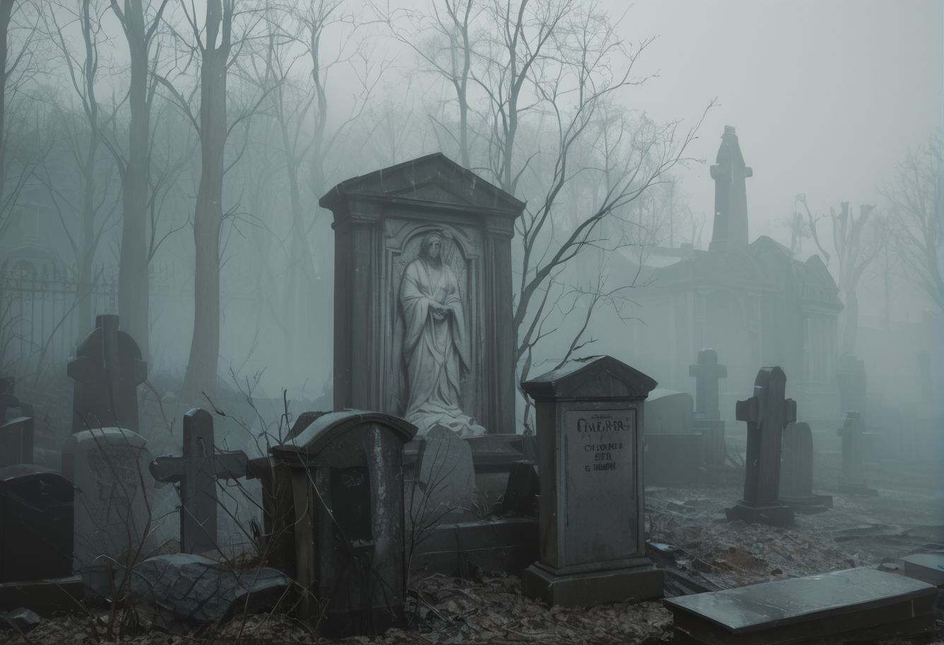 ,ruanyi1439,tombstone,fog,<lora:1439 cemetery_v1_pony:1>, score_9,score_8_up,score_7_up,,8k,solo,,