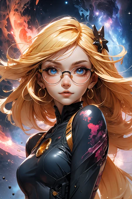 blond hair, long hair, round glasses, gold eyes, 
<lora:more_details:0.3>
 <lora:Cosmic anime-oil fusion v2:0.3> 
<lora:AnimeVibesV3:0.25> animevibes, 
<lora:3DMM_V11:0.35> 3DMM 
<lora:midjourney_20230624181825:0.35> midjourney ,
 <lora:LAS:0.25> colorful, nebula, 
<lora:msw_locon-t2:0.45>
 <lora:wuxia2:0.45> gu, shiny, shiny hair, shiny skin, shiny clothes