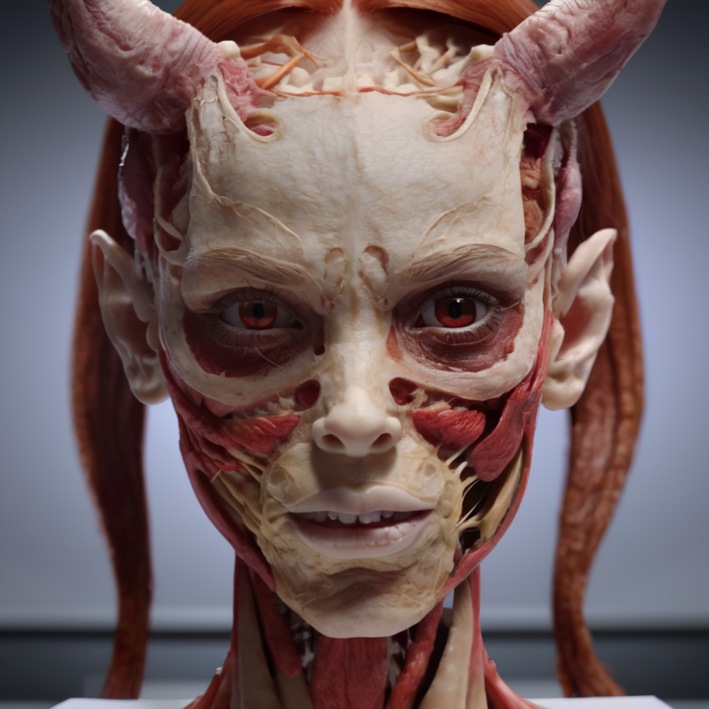 anatomophora devil girl face, very detailed, cinematic<lora:anatomophora:0.7>