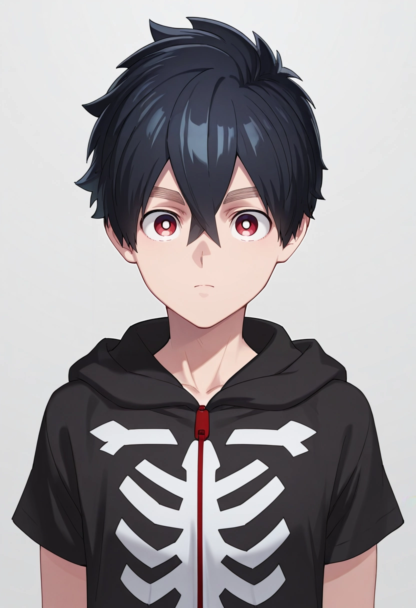 masterpiece, best quality, , (3d:0.4), , 1boy, solo, male focus, <lora:kabane_kusaka_ilxl:0.94>, kabane_kusaka, black hair, red eyes, short hair, hair between eyes, kusaka kabane, hoodie, ,