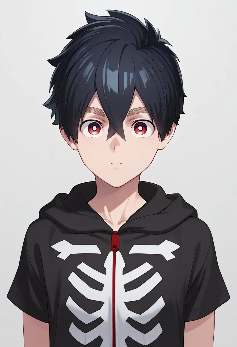 masterpiece, best quality, , (3d:0.4), , 1boy, solo, male focus, <lora:kabane_kusaka_ilxl:0.94>, kabane_kusaka, black hair, red eyes, short hair, hair between eyes, kusaka kabane, hoodie, ,