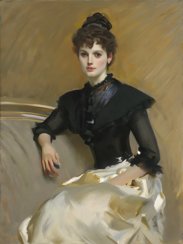 sargent,1girl,best quality,highly detailed,oil painting,<lora:sargent:0.75>,