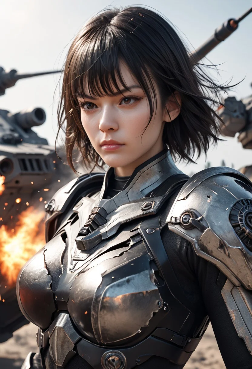score_9, score_8_up, score_7_up, detailed photorealistic image, detailed face, 4K, 8K, absurdres, sci-fi, portrait of beautiful oriental girl, solo, bangs, on a battlefield in a moon city, white and black armor, ripped and torn bodysuit, skin tight, holding, firing railgun, firing weapon, closeup of face, photography, detailed face, mecha armour, focus on face, BREAK
surrounded by other soldiers, explosions, armored vehicles