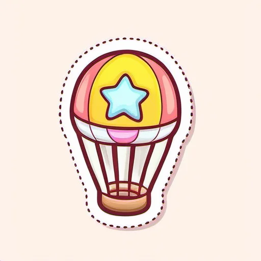 <lora:Game Icon InstituteXL3:1>,(masterpiece, top quality, best quality, official art, beautiful and aesthetic:1.2),(8k, best quality, masterpiece:1.2),a hot air balloon with a star on it's side and a pink background with a white outline,solo,simple_background,white_background,food,no_humans,candy,outline,white_outline,food_focus,jar,