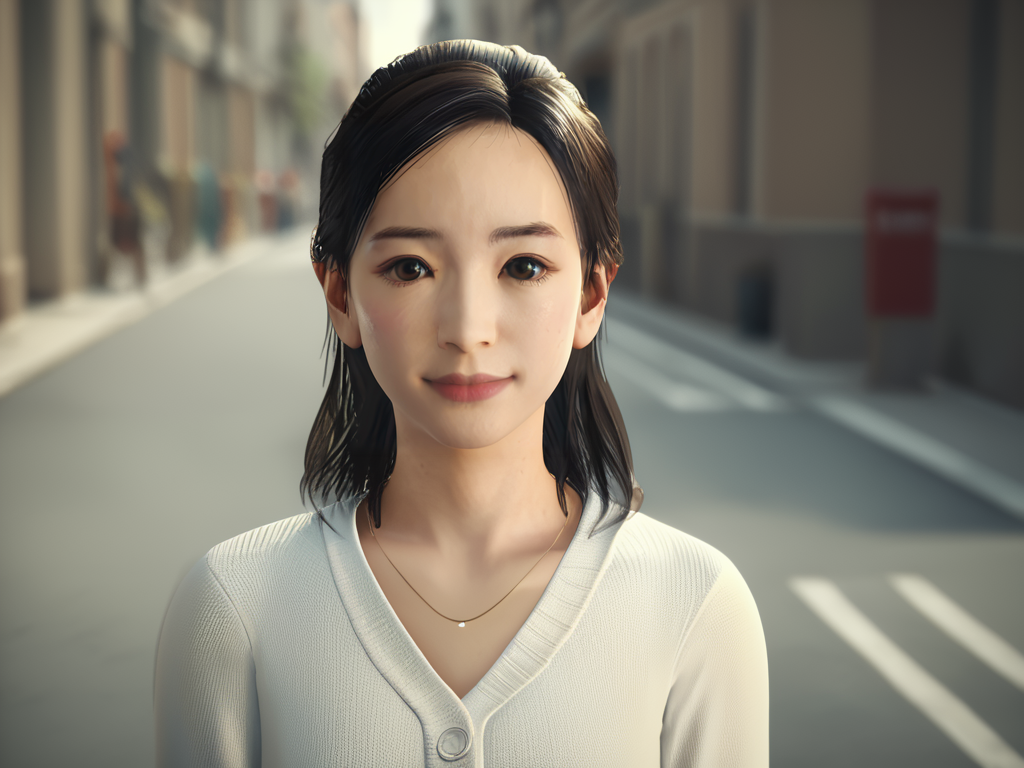 score_9, score_8_up,score_7_up,1girl, <lora:Sawa_Yoko:1>sawa yoko, on the street,3d,smile,