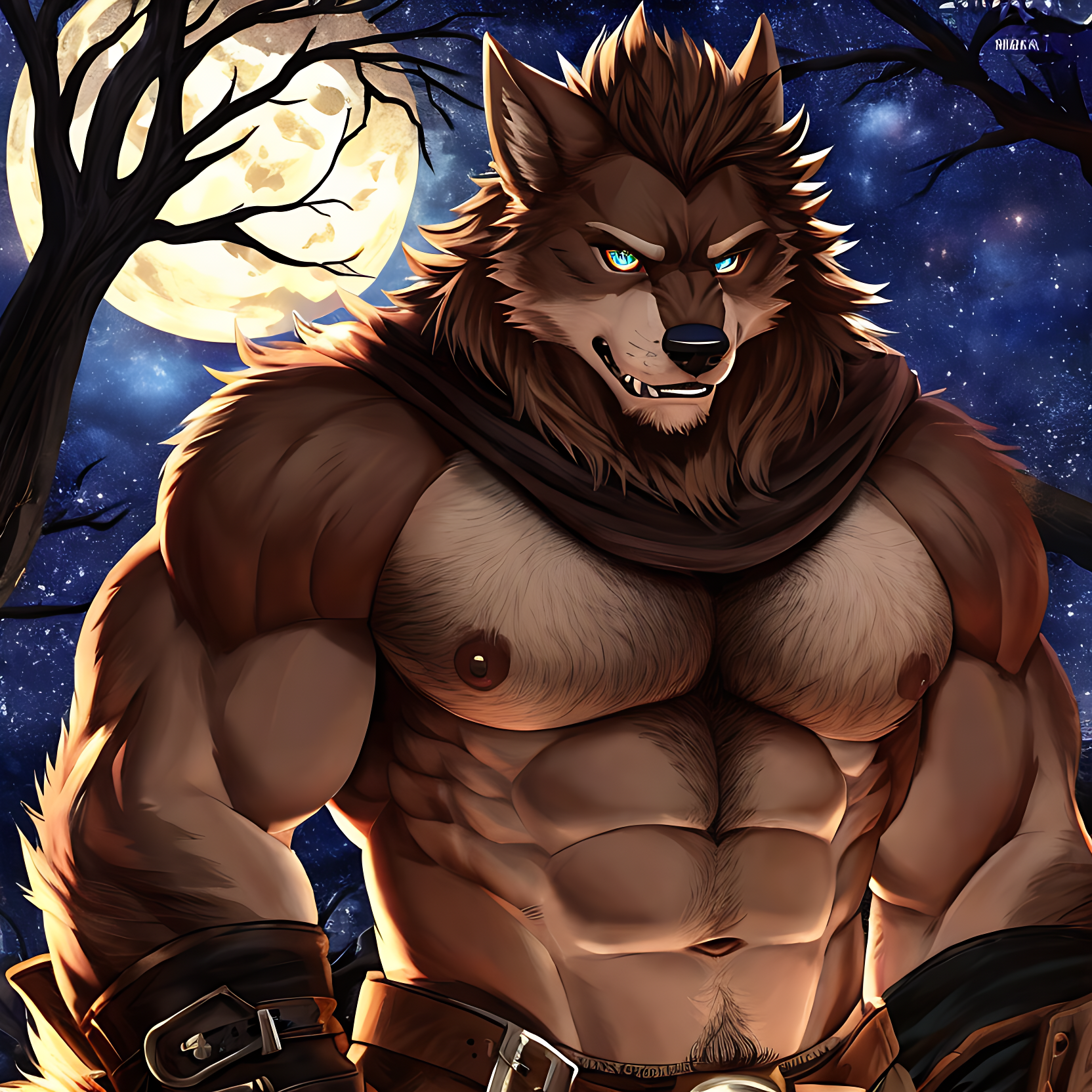 zannon uau koitsu (bara)+, muscular, werewolf, cowboy cloths stunning eyes