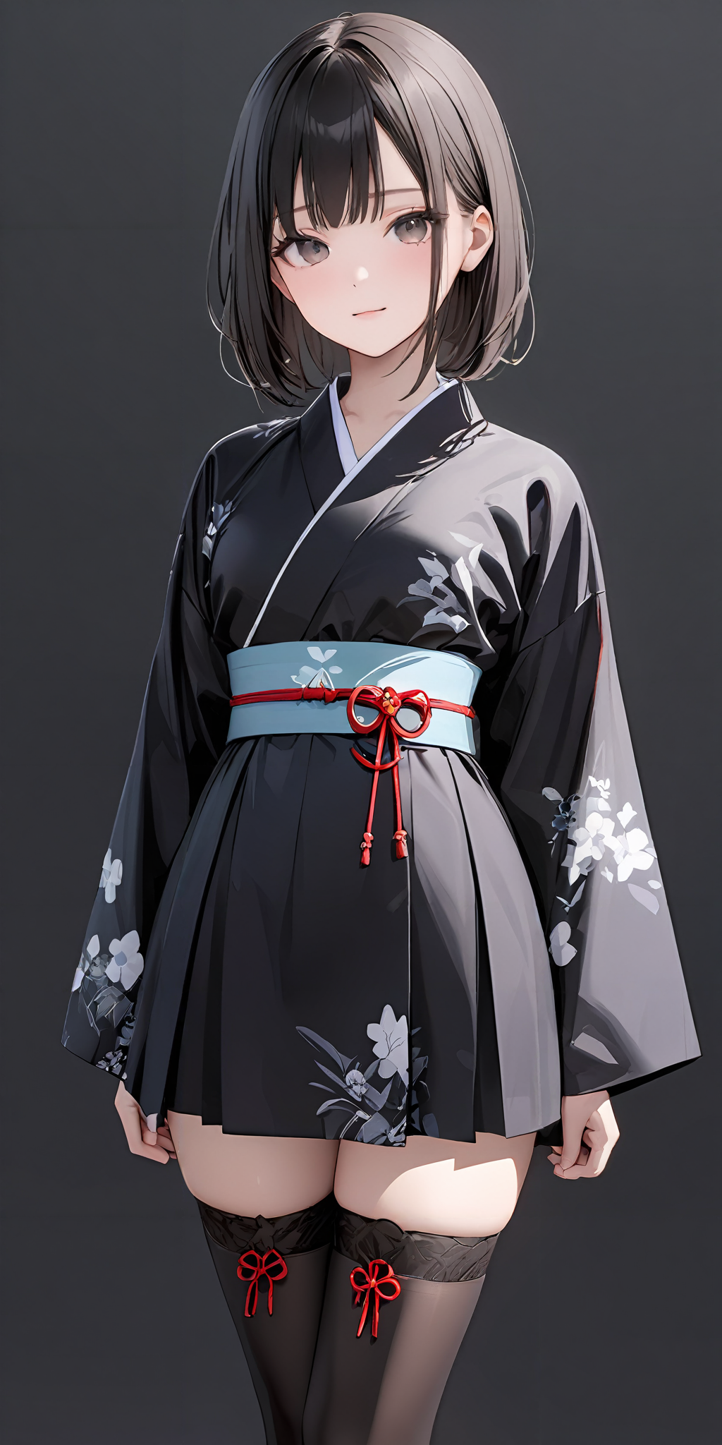 masterpiece,ultra-detailed,best quality,,8K,illustration,simple background,girl,cowboy shot,cute face,
<lora:add-detail-xl:1>  <lora:wafuku gothic_XL_V1.0:0.5> jyojifuku,kimono, thighhighs