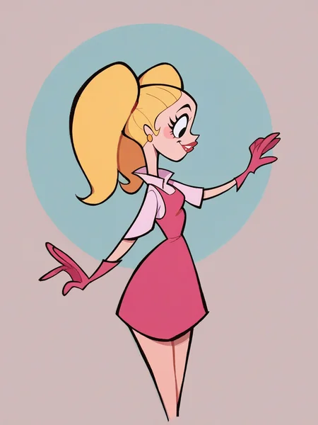 score_9, score_8_up, score_7_up, score_6_up, score_5_up, <lora:dexterslabXLP:1> dexters lab, 1girl, blonde hair, twintails, pink dress,