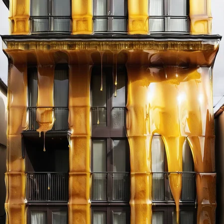 a house facade covered in honey<lora:HoneyXL11:1>