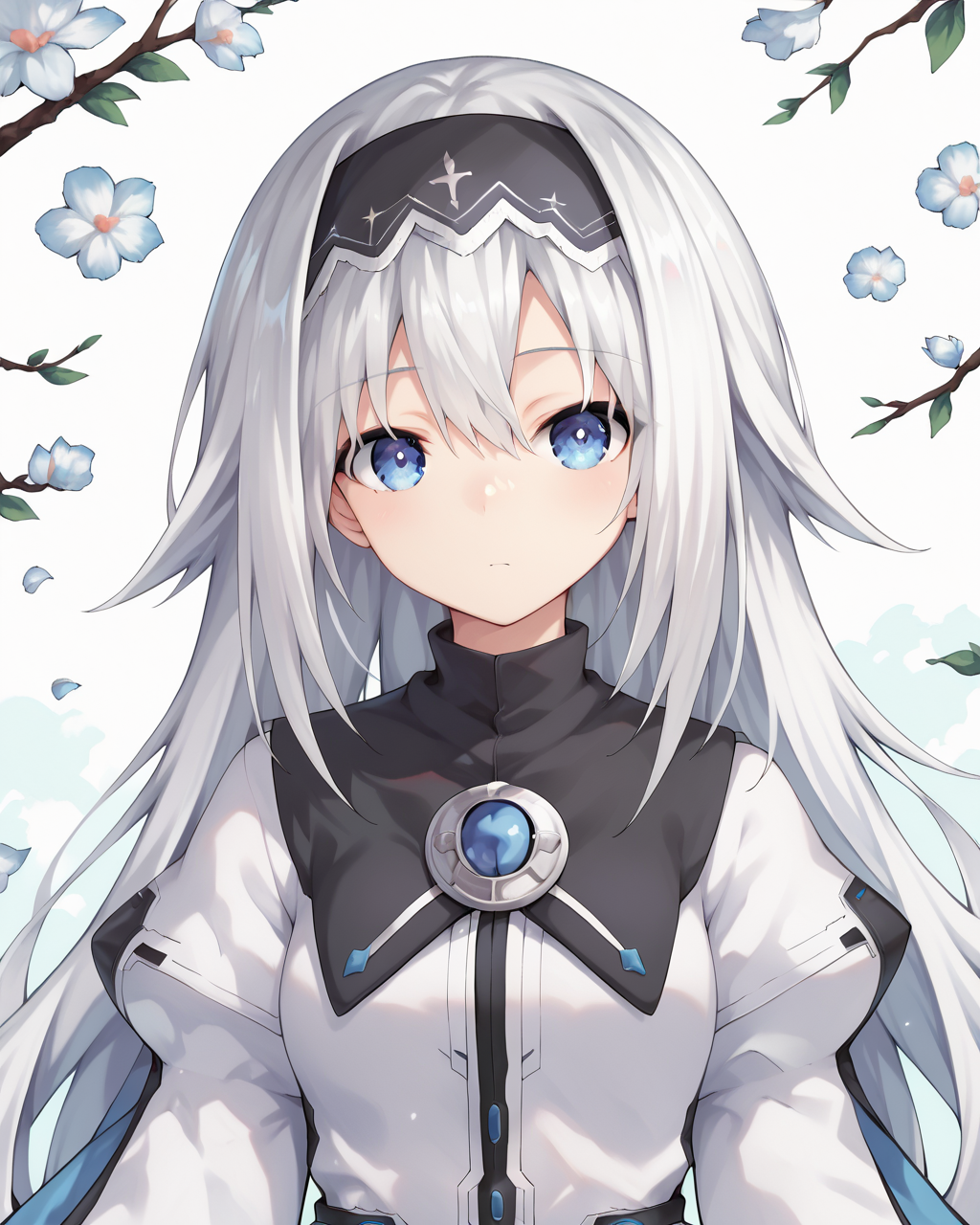 score_9, score_8_up, score_7_up,
<lora:Arusu_Maria_PONY:0.8>,arusu maria,1girl, solo, long hair, blue eyes, white hair,hair between eyes,white dress,white thighhighs, long sleeves, wide sleeves,black hairband,Face, close-up, upper body