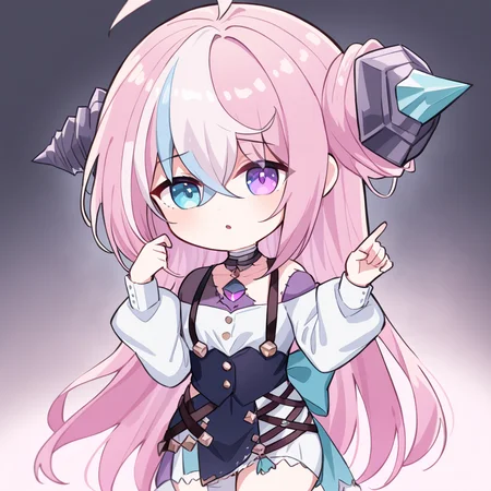,anisage,1girl,solo,,different pupil,blue eyes,heterochromia,chibi,<lora:anisage:0.8>,<lora:Qszb:0.8>, masterpiece, best quality, very aesthetic, absurdres
