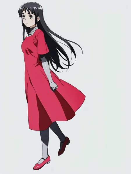 score_9, source_anime, masterpiece, best quality, (white background:1.3), <lora:Mina_PDXLv0:0.8> 1girl, mina, long hair, red dress, shoes, full body, solo,, detailed, beautiful