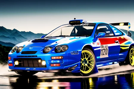 masterpiece,best quality,official art,extremely detailed CG unity 8k wallpaper,illustration, ((TUNED RALLY car)), bright, sports car, vehicle focus, road, ((need for speed)),((NFS)), moving, wet, (((NIGHT))),neon lights,drift, <lora:CELICA6:0.8>, (CELICA6)