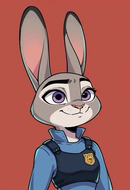 score_9, score_8_up, score_7_up, BREAK <lora:hades-guy-PONYv1:1>, shadow, portrait, red background, 1girl, solo, judy hopps,