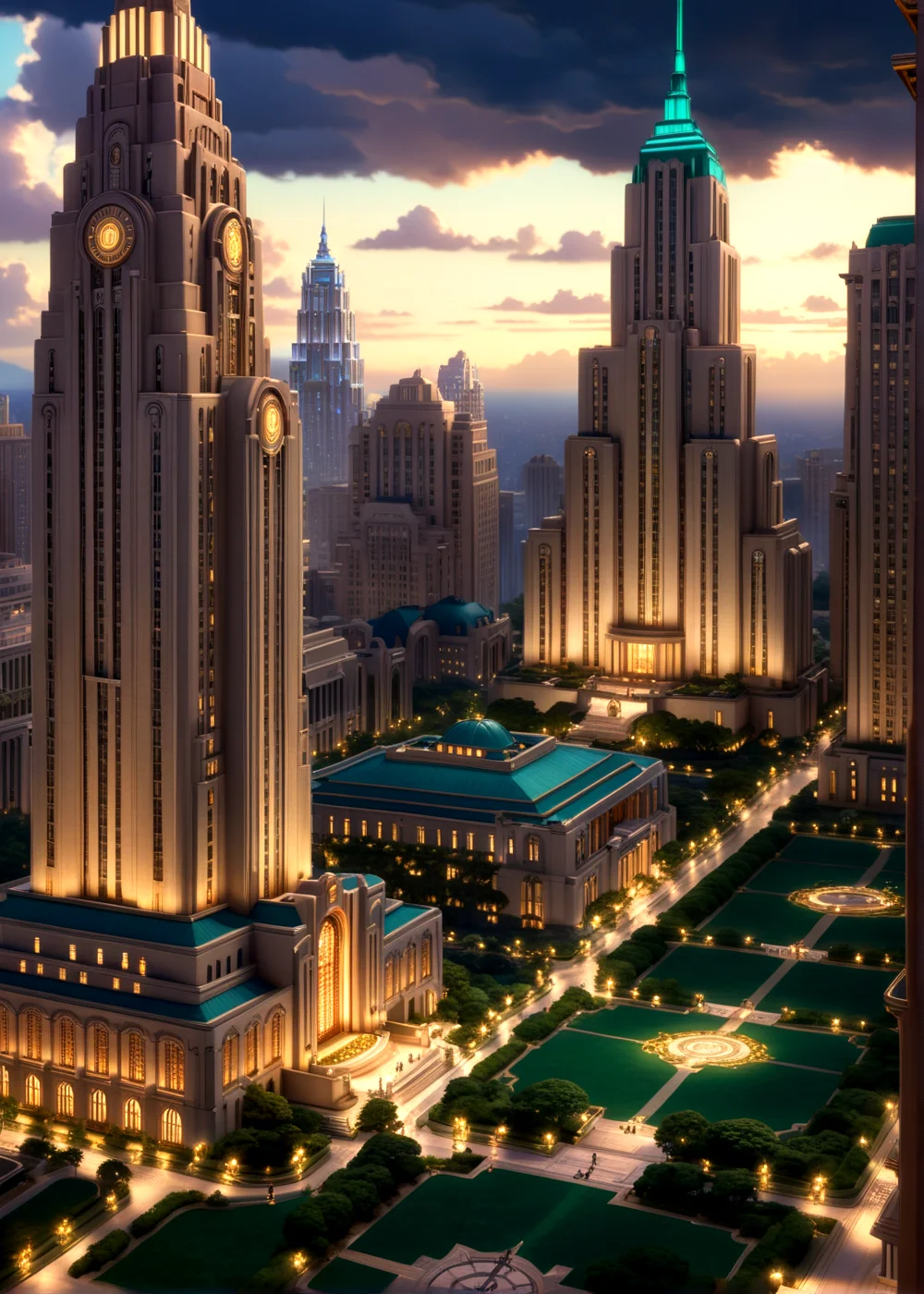 score_9, score_8_up, score_7_up,
<lora:Art_Deco_(Architecture)_(SDXL)_(AD):1> Art Deco, scenery, architecture, monumental architecture, building, city, cityscape,
8K, In'ei, chiaroscuro, rim lighting, perfect depth of field shot, ray tracing, beautiful, subsurface scattering, idealized city, wide beautiful boulevards, busy city center, parks and manicured lawn areas, large parks, plazas, detailed fluffy anime clouds, skyscrapers, made out of limestone, art deco windows, photographic realism, art by Thomas Kinkade, soft lighting, soft shading,
BREAK zPDXL, zPDXLxxx, <lora:wowifierXL:0.2> art by mooncryptowow <lora:sdxl_lightning_8step_lora:0.4> <lora:detailed_notrigger:0.5>