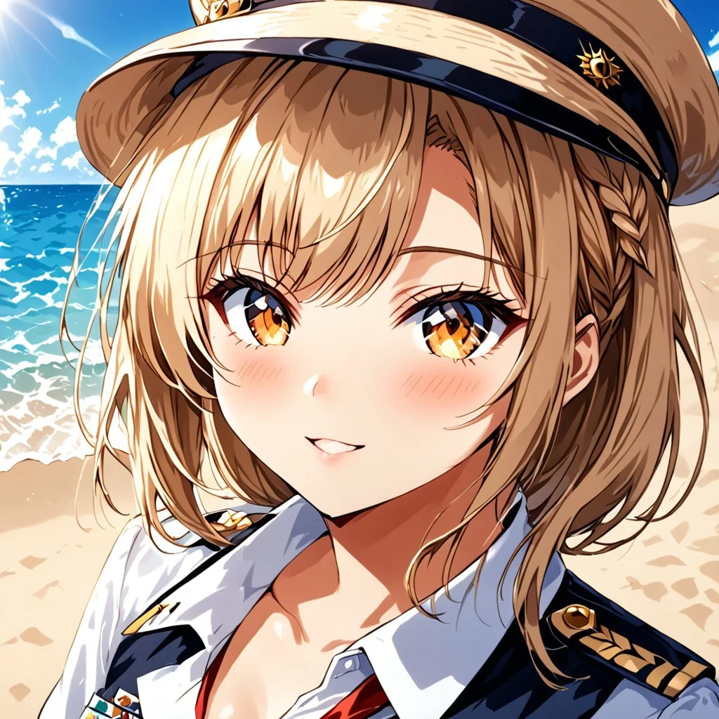 Cute girl, uniform,
sunny, daytime, sandy beach,
highly detailed portrait with highly detailed features, 8K resolution, vibrant colors and sharp focus, ng_deepnegative_v1_75t, negative_hand,