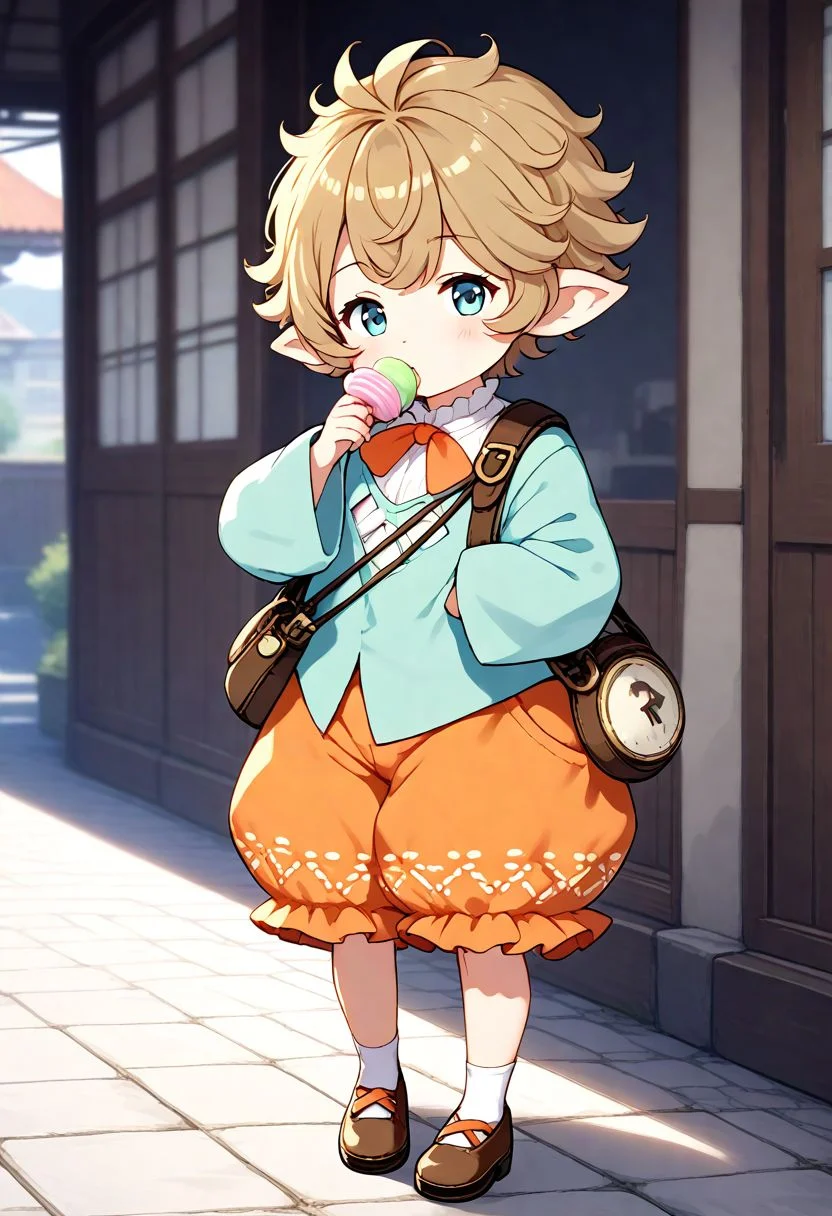 <lora:Hyper-SDXL-8steps-lora:1><lora:Fixhands_anime_bdsqlsz_V1:1>zPDXL2, score_9, score_8_up, score_7_up, source_anime, intricate details, perfect anatomy BREAK
1girl, solo, chibi, gbf-sierokarte, harvin, brown hair, short hair, green eyes, green shirt, long sleeves, orange puffy shorts, gbf-sierokarte outfit, white socks, brown shoes, bag, pocket watch,
macaron, eating macaron,
outdoors, city, tokyo, japan,
<lora:GBF-sierokarte_XL(pony)v10:1>