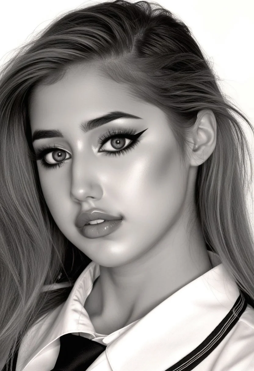sketch from beautiful busty 24yo S4BR1N4 wearing uniform