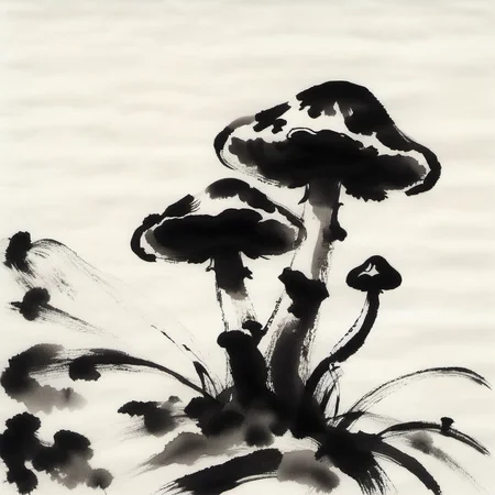 sumi-e mushroom <lora:[XL]Sumi-e:1>