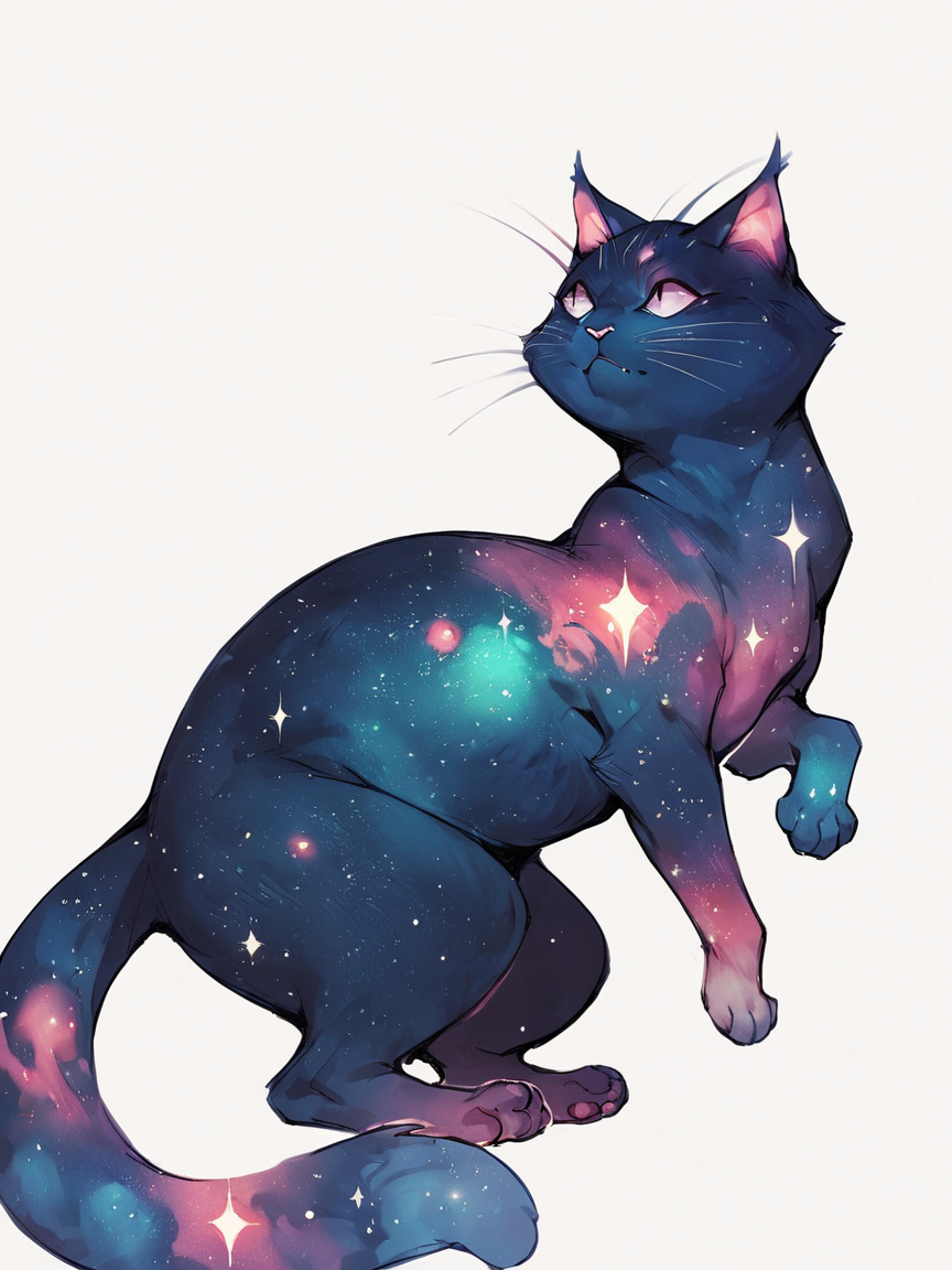 score_9, score_8_up, score_7_up, score_6_up, score_5_up, <lora:galaxyXLP:1> galaxy, cat, white background, feral, solo