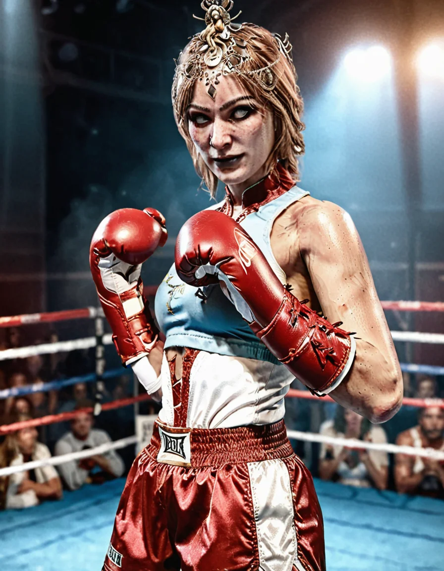 cinematic still woman, boxing . emotional, harmonious, vignette, 4k epic detailed, shot on kodak, 35mm photo, sharp focus, high budget, cinemascope, moody, epic, gorgeous, film grain, grainy, woman, boxing, intricate, elegant, highly detailed, wonderful colors, glowing, sharp focus, fair quality, clear artistic balance, dramatic cinematic light, aesthetic, very inspirational, vibrant color, epic composition, fine detail, beautiful, pretty, attractive, original, professional, creative, positive, cute, enhanced, charming, best, joyful, pure, surreal, background inspired