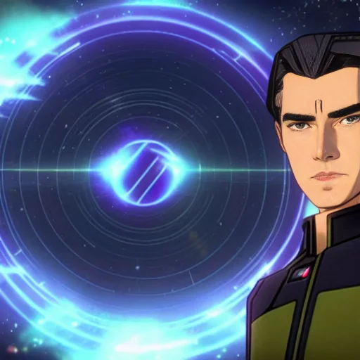 cloneWarsEmbed 80sAnime a mystic sitting in a glowing and floating circle surrounded by stars and space