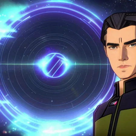 cloneWarsEmbed 80sAnime a mystic sitting in a glowing and floating circle surrounded by stars and space