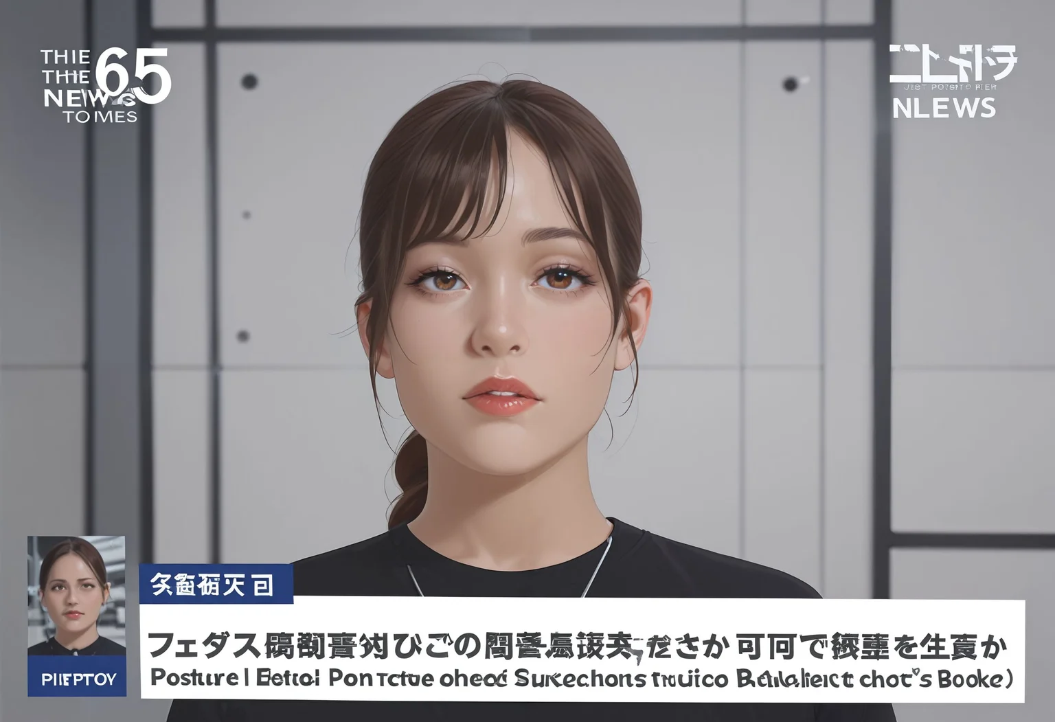 1girl,
nwscstr, newscaster, announcer, female announcer, news, breaking news, studio, <lora:newscaster_illustrious:0.8>