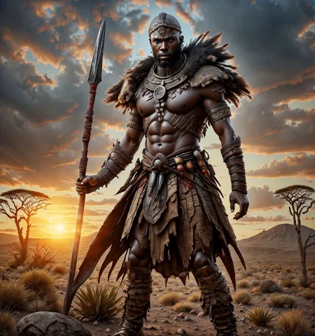 RAW photo, (masterpiece:1.3), subsurface scattering, heavy shadow, (high quality:1.4), (intricate, high detail:1.2), professional photography, HDR, High Dynamic Range, realistic, ultra realistic, photorealistic, high resolution, film photography, ambient lighting, atmospheric effects, <lora:detail_slider_v4:2>, OverallDetail, a male warrior, TriWa, <lora:TribalWarrior-10:1>, in the desert, <lora:zoom_slider_v1:1>, epiCPhoto,