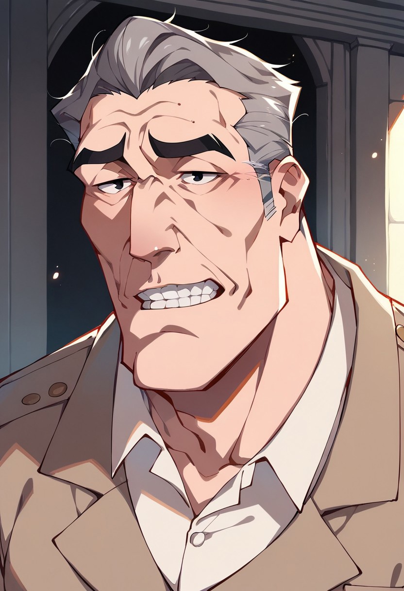 score_9, score_8_up, score_7_up, 1boy, 
Commander Rourke, mature, square jaw, grey hair, white temple hair, slicked back hair, black eyes, straight nose, no facial hair, CommanderR-Outfit