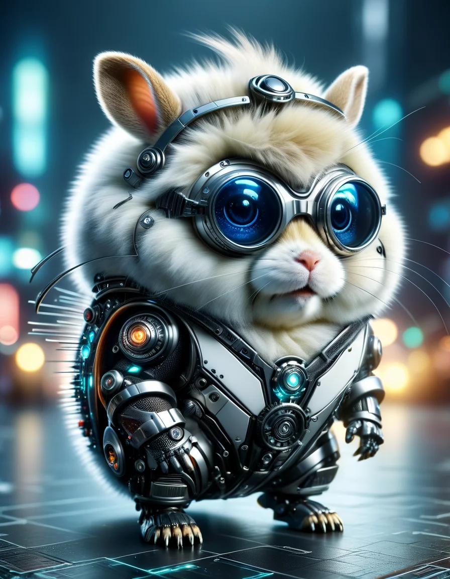 tilt-shift photo of . selective focus, miniature effect, blurred background, highly detailed, vibrant, perspective control, natural Tilt Shot (Whimsically artistic) , adorable extra (fluffy: 1.3) chubby miniature pika wearing an ral-iontivevisions cyberpunk suit with white furr and helmet wit futuristic googles made of ral-iontivevisions, ral-iontivevisions land, macro photography, (enchanting:1.3), (luminous:1.2), (oversized flora:1.1), mystical, vibrant photography, shimmering light, dreamy, whimsical, serene, soft-focus, hyper-detailed digital art, ral-iontivevisions <lora:ral-iontinvevisions-sdxl:1> ral-iontivevisions landscape