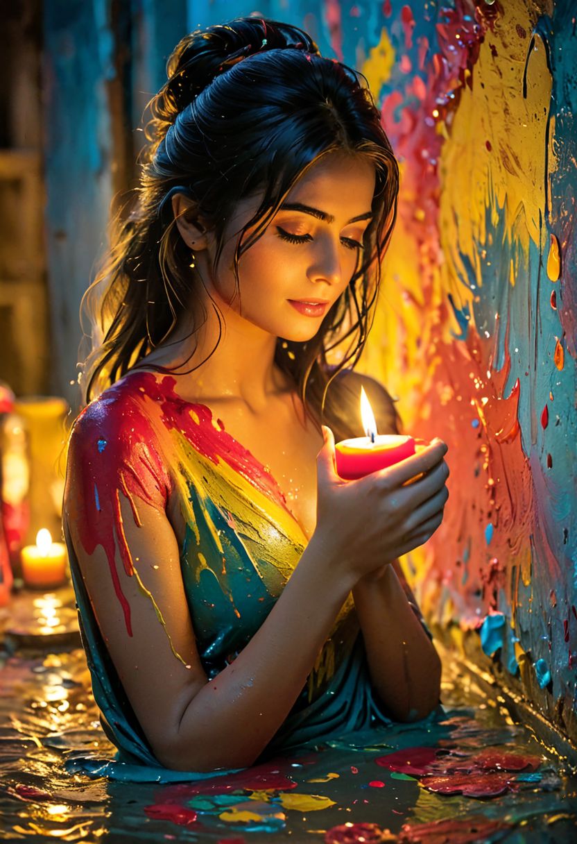 Hiding like thieves in the night from life, Illusions of oasis making you look twice, , candle light, Gorgeous splash of vibrant paint, PENeonUV
