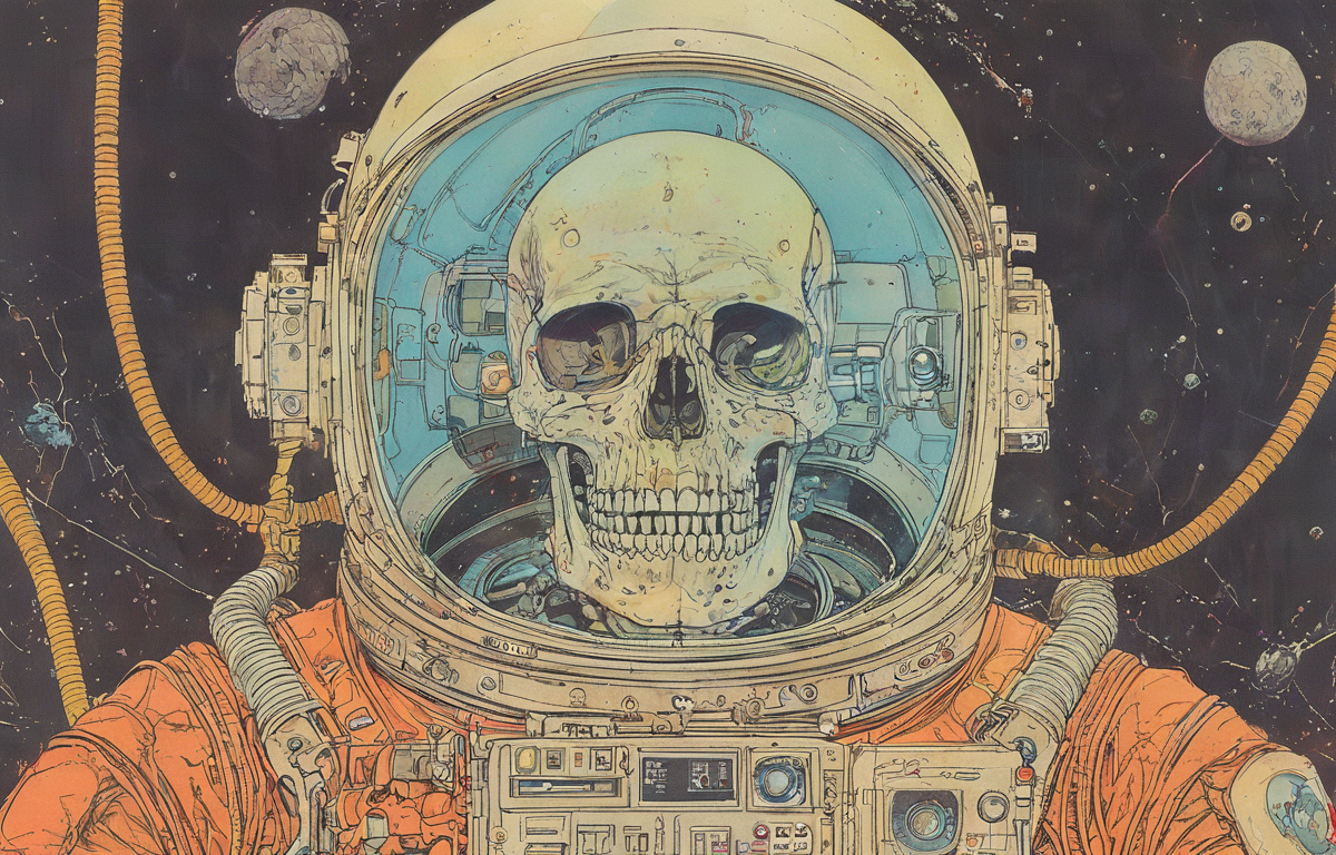 masterpiece,best quality,<lora:tbh56-sdxl:1>,illustration,Astronaut Skeleton
