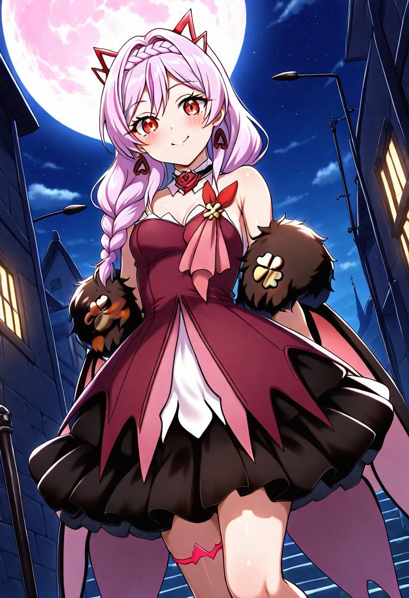 (masterpiece) ,best quality,amazing quality,very aesthetic,absurdres,newest, anime style, BREAK   E7_Abigail, solo, standing, town, looking at viewer,  perfect hand, big bag, holding bag
