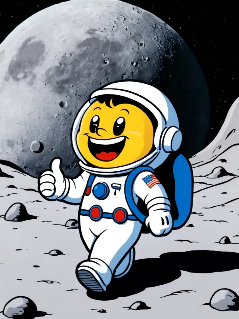 (rubber_hose_character:1.1) <lora:RubberHose_Characters_SDXL_v1:1.3>,cartoon, astronaut on the moon