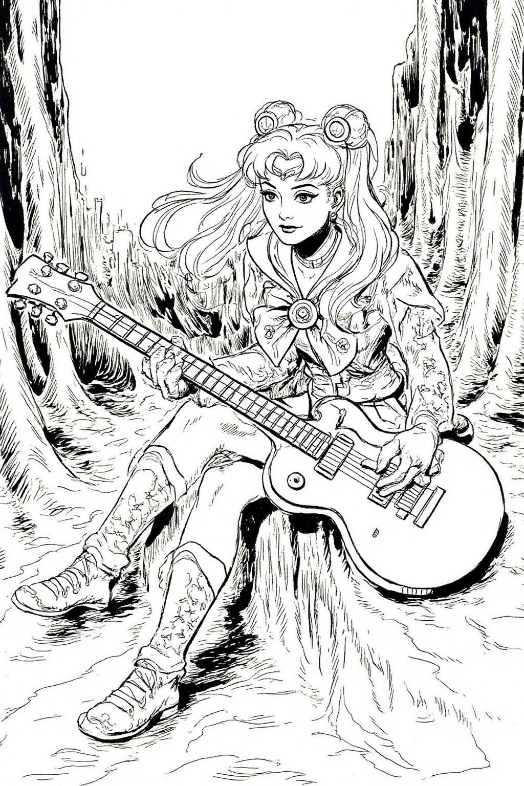 alexray1 drawing
punk sailor moon playing a guitar at a heavy metal mosh pit, tattoos, piercing.  <lora:alexray1_nocap_d6a3:1.0><lora:815513869163339720:0>