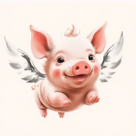 zydInk, flying cute pig with wings