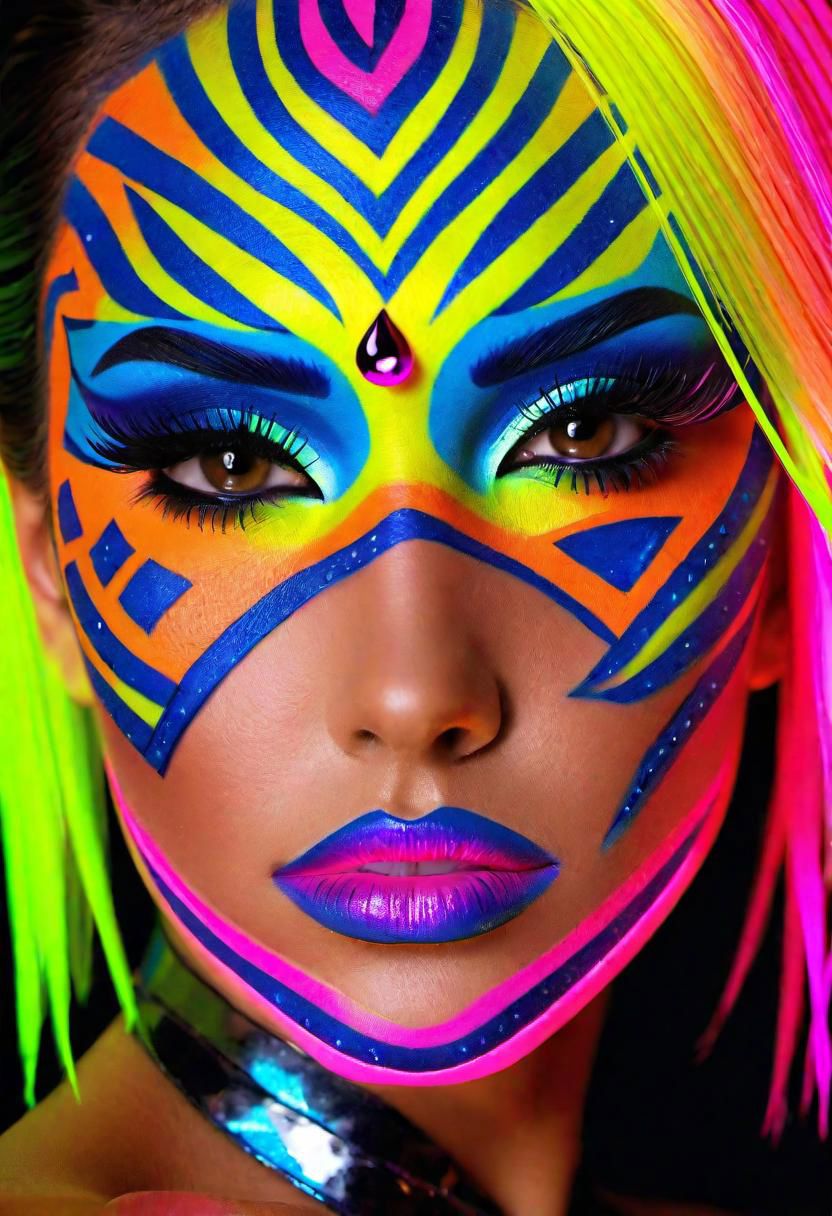 masterpiece+++,breathtaking, club chica,  aggressive makeup neon, ultradetailed+++, intricate+++, photo+++
