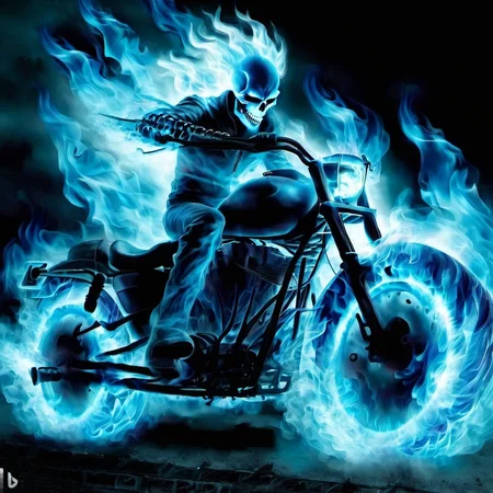 Ghost rider, blue flame  <lora:[XL]bluefire:1>