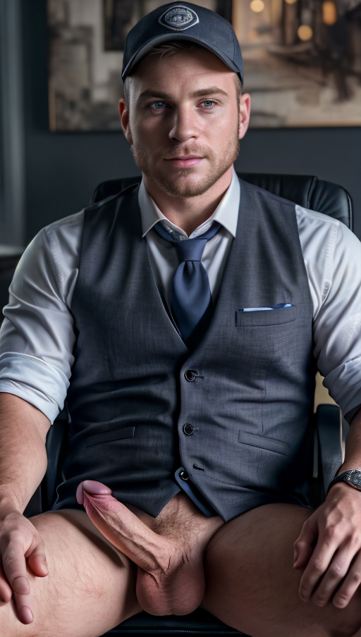 ASCII<lora:Bromance_2:0.5> Photo of a man, close up portrait, sitting in gaming chair in front of computer, vest, tie, khakis, penis exposed, blue undershirt, skinny, ball cap, brown eyes, backwards, dark bedroom, windows, close up portrait, high detail, realistic, high detail, 8k, (Masterpiece, high quality:1.3), masterpiece, depth of field, bokeh, detailed, homoerotic, (homoerotic), highly detailed, sharp focus, intricate, smooth, elegant, fantasy, cinematic lighting, cinematic, masterpiece, matte, photorealistic, 4k, beautiful, volumetric lighting, dramatic,