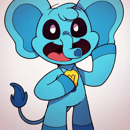 score_9, score_8_up, score_7_up, solo, elephant, cyan body, anthro, young, black sclera, white pupils