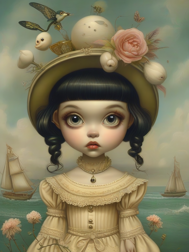 masterpiece,best quality,portrait of boy,Style of Mark Ryden,digital painting,<lora:tbh76-sdxl:1>,