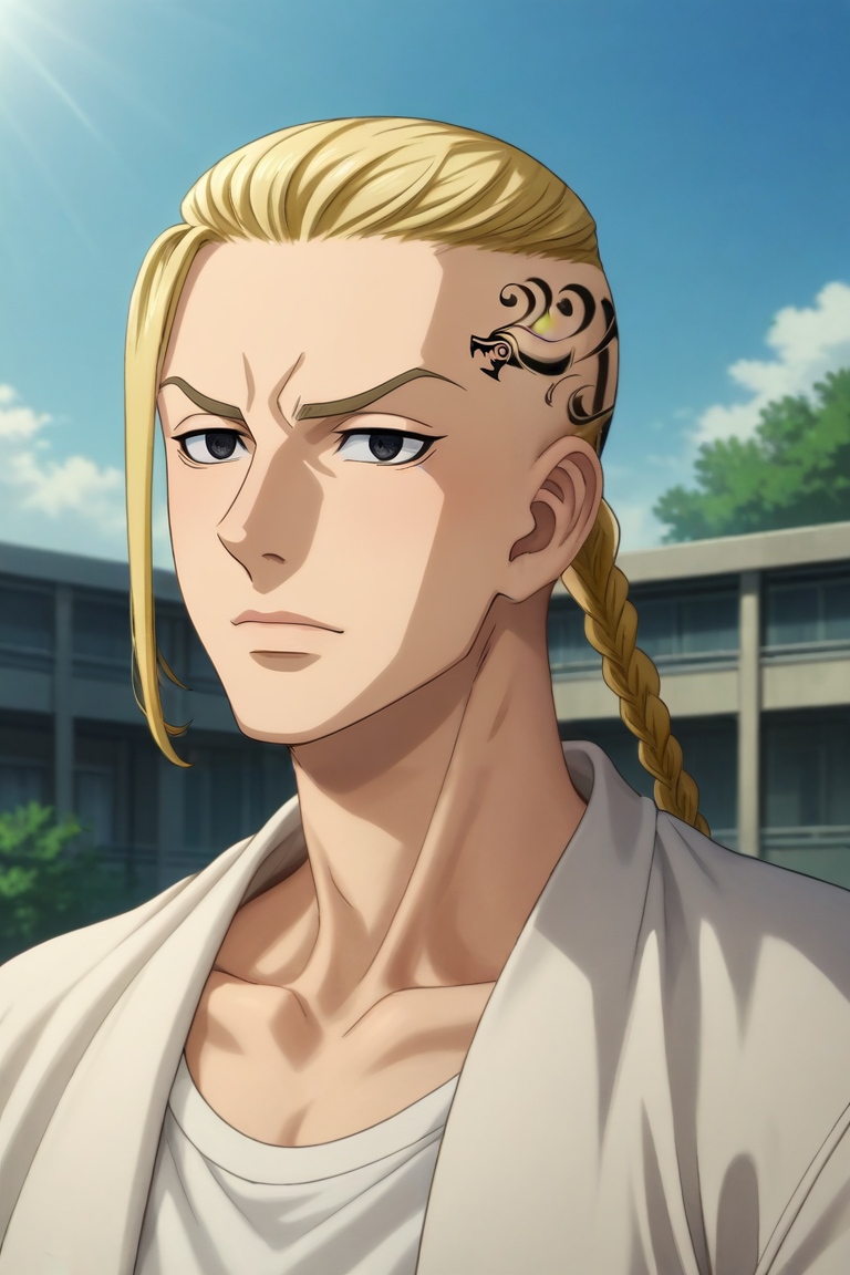score_9, score_8_up, score_7_up, source_anime, rating_safe, , (realistic:0.6), , , 1boy, solo, male focus, <lora:ken_ryuuguuji_pony:0.88>, ken_ryuuguuji, blonde hair, black eyes, braid, single braid, braided ponytail, tattoo, long hair, rule of thirds, mont saint michel, day, jojo pose, distracted, aloof, oblivious, , <lora:sdxl_lightning_8step_lora:1>