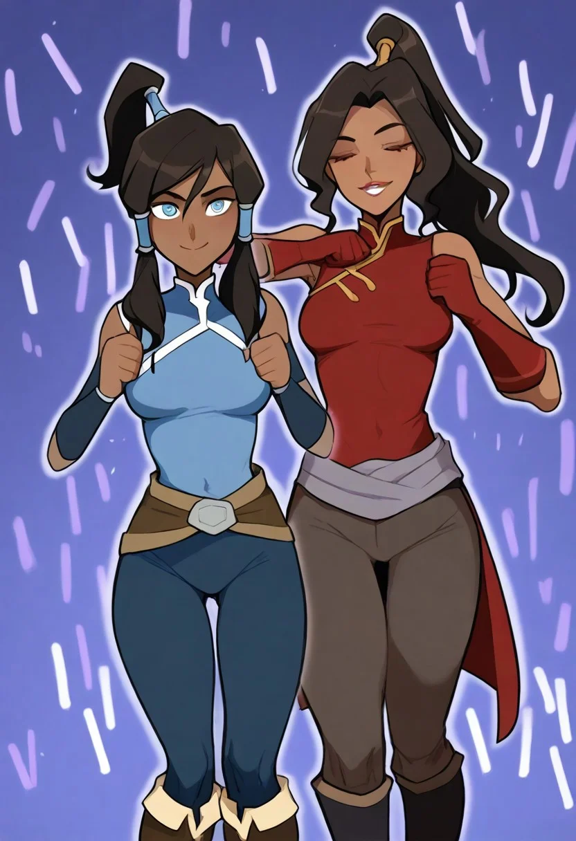 4RCH0N, Jabstyle, Expressiveh, Score_9, score_8_up, score_7_up, score_6_up, dynamic pose, KOrra, ,1 young woman, solo, femenine, blue eyes, brown eyelashes, brown hair, long hair, ponytail, dark skin, dark-skinned female, hair tubes, topknot,, tiny waist, perfect waist to hip ratio, flat stomach, eyesHD, detailed eyes, orgasmic look, smile, female focus, perfect face, perfect anatomy, perfect legs, detailed eyes, high definition eyes, most erotic picture in the world, medium breasts, firm breasts, (intricate detailing:1.6 faces & eyes & ears & nose & lips & skin & curves & shapes & body parts & anatomy),(wearing: bodysuit, red gloves, belt,knee boots), sexy, (seductive-pose:1.4), <lora:shikairo-days-dance-illustriousxl-lora-nochekaiser:1>, shikairo days dance, shikairo days dance (meme), dancing, meme, closed eyes, clenched hands, glowsticks, smile, cowboy shot, blank background, seductive, innocent, sharp, rating_explicit