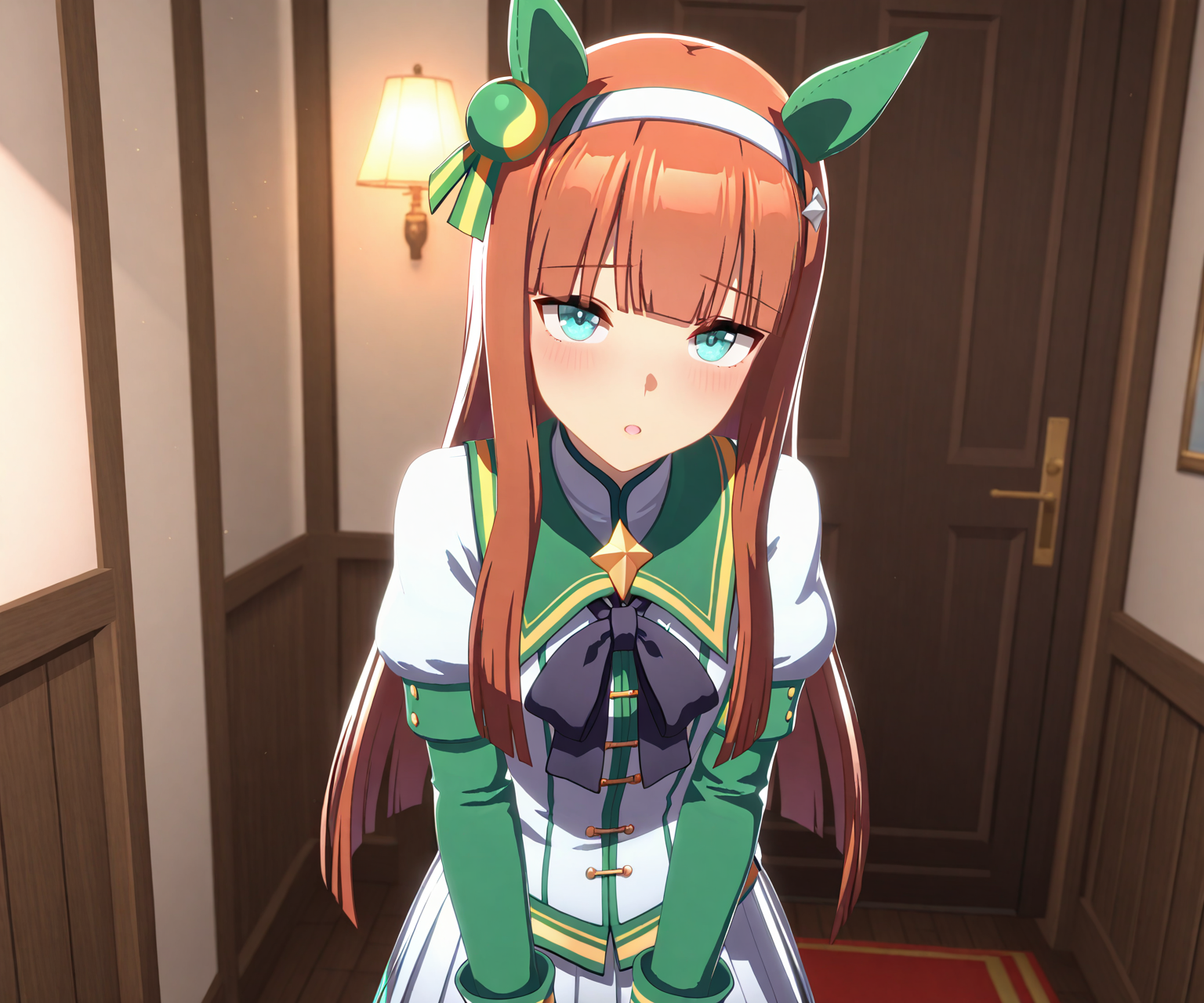 masterpiece, best quality, amazing quality, , 1girl, solo, looking at viewer,  <lora:Silence Suzuka in game style 3D ILL-v2:1> ummsmingame, 3d, silence suzuka \(umamusume\)