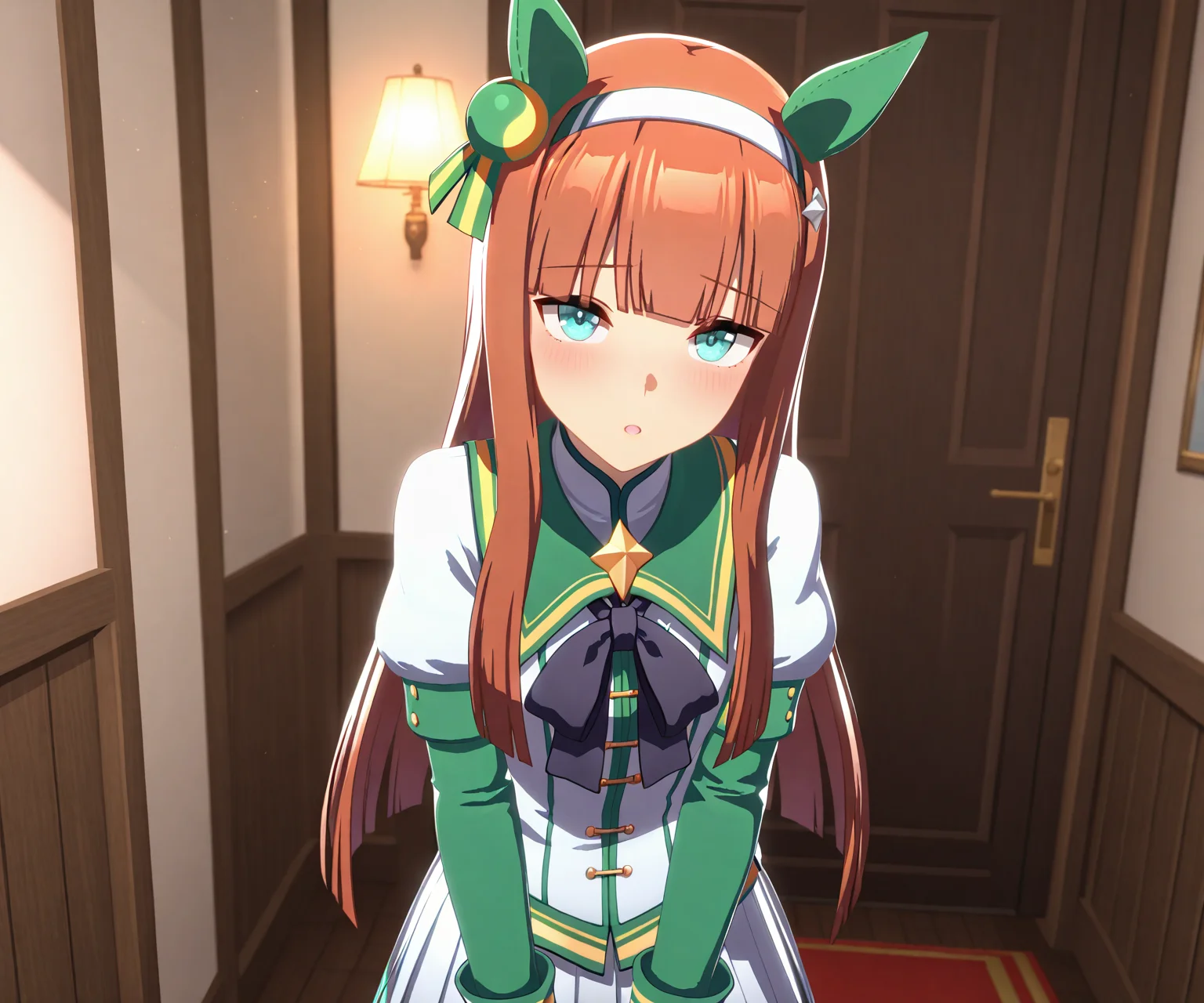 masterpiece, best quality, amazing quality, , 1girl, solo, looking at viewer, <lora:Silence Suzuka in game style 3D ILL-v2:1> ummsmingame, 3d, silence suzuka \(umamusume\)