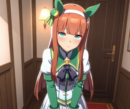 masterpiece, best quality, amazing quality, , 1girl, solo, looking at viewer, <lora:Silence Suzuka in game style 3D ILL-v2:1> ummsmingame, 3d, silence suzuka \(umamusume\)