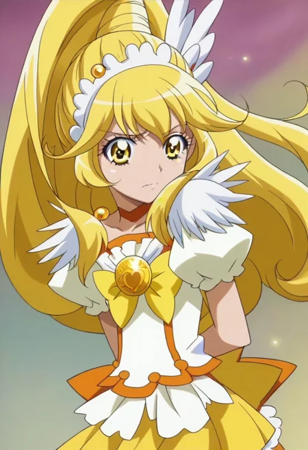 rating questionable, detailed background,yellow hair,yellow eyes,long hair,shiny skin, <lora:curepeace.pony:1>, curepeace,,,,,,,,,,,,,,,,,anime coloring, anime screencap, 1girl,Solo ,, anime,,,,official art, Uncensored ,Unedited ,,,,,,,,,,,,, ,,