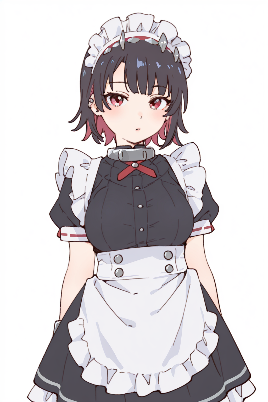 {{amazing quality, best quality, high quality, very aesthetic}}, 1girl, solo, simple background, looking at viewer, ellen joe, maid uniform, hairband
 <lora:Namori_Illustrious:1>